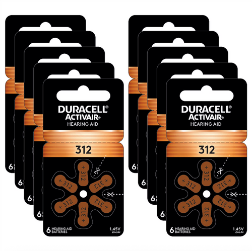 Duracell Size 312 Hearing Aid Batteries (60 Pack) Easy Tab - OEM Original