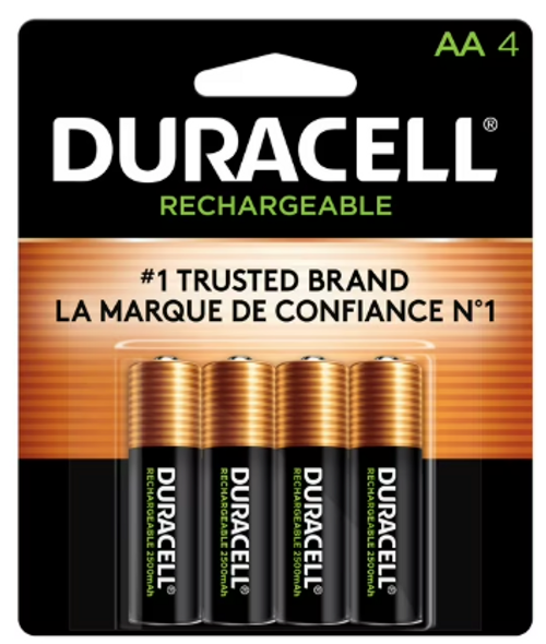 Duracell AA NiMH Batteries - 1.2V 2400mAh DX1500 4 Pack