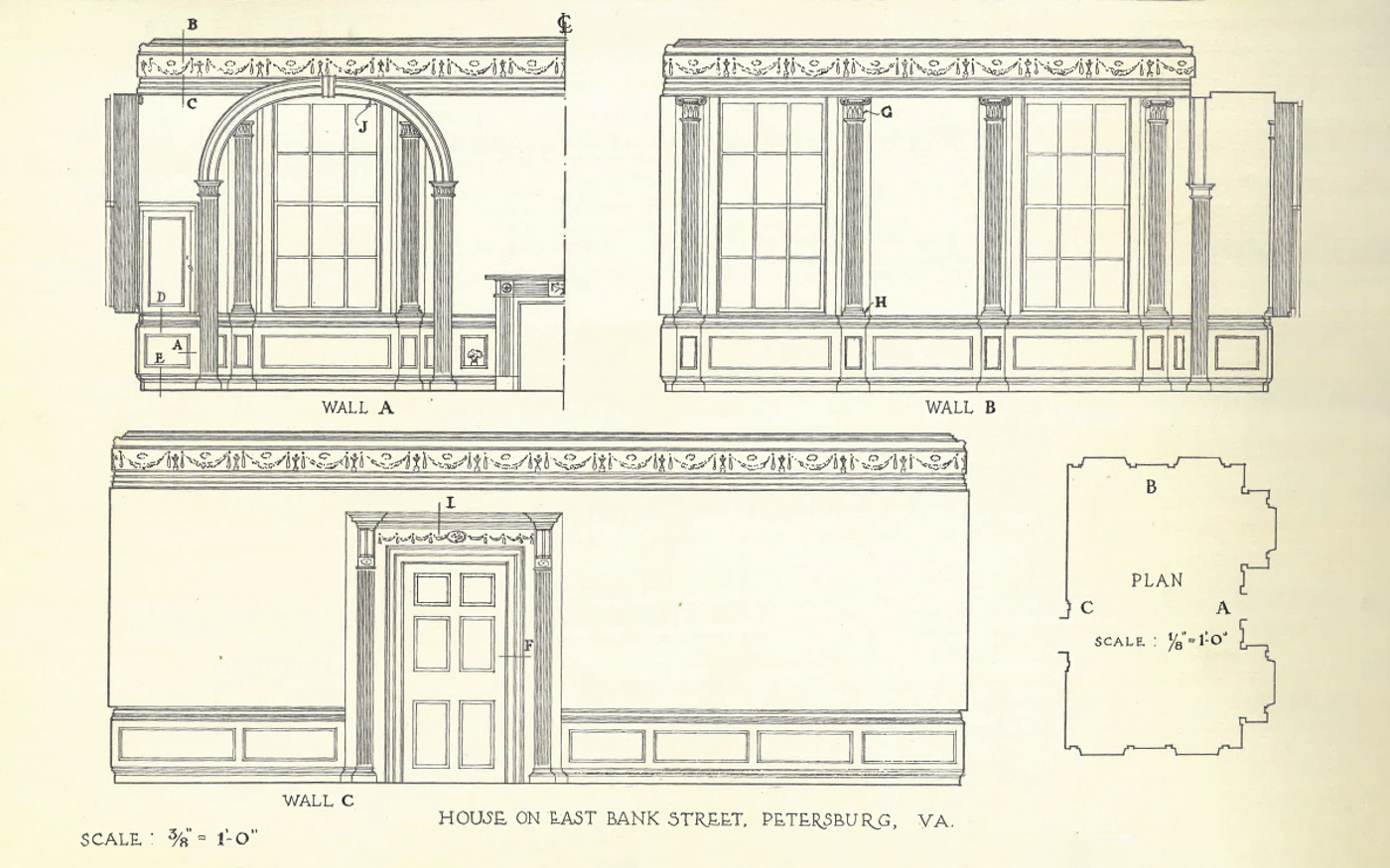 ROOM FROM EAST BANK STREET IN PETERSBURG, VA. CIRCA 1799-1814.