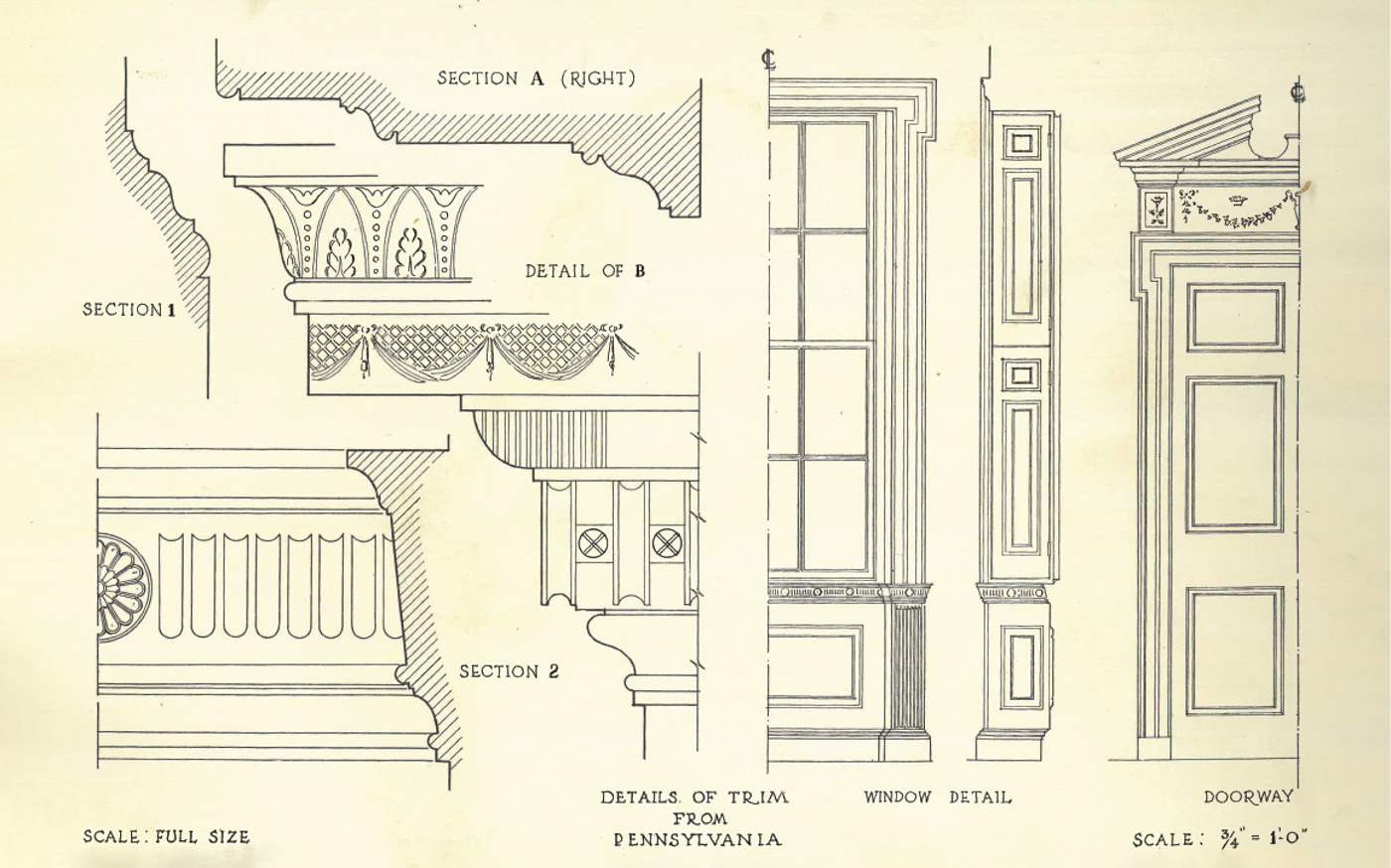 DETAILS OF HOUSE IN PHILADELPHIA CIRCA 1810-1815