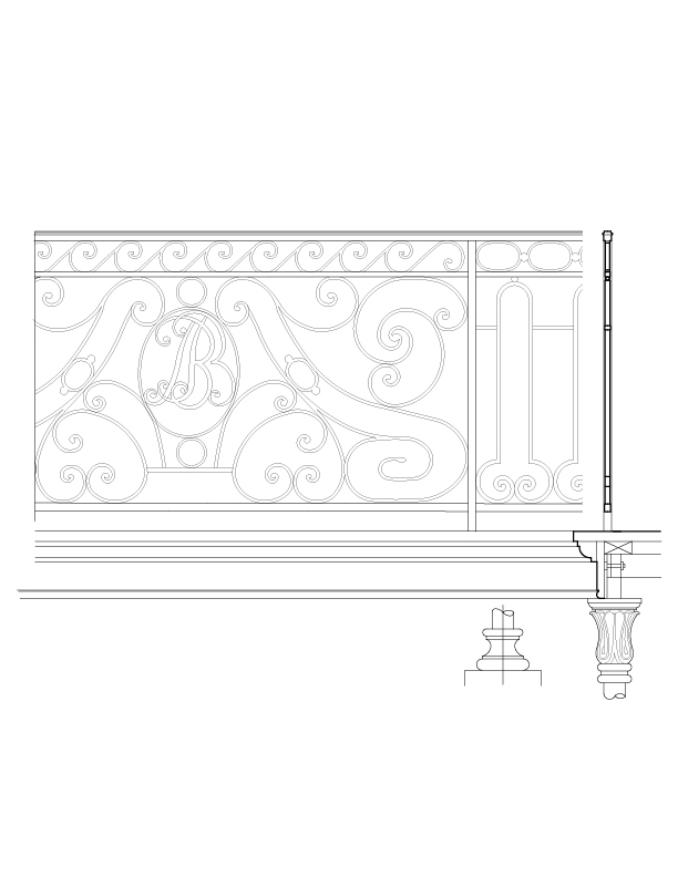 WROUGHT IRON RAILING AND COLUMN