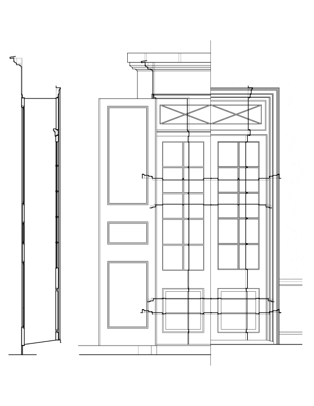 DOOR NO. 201 ELEVATION AND SECTION