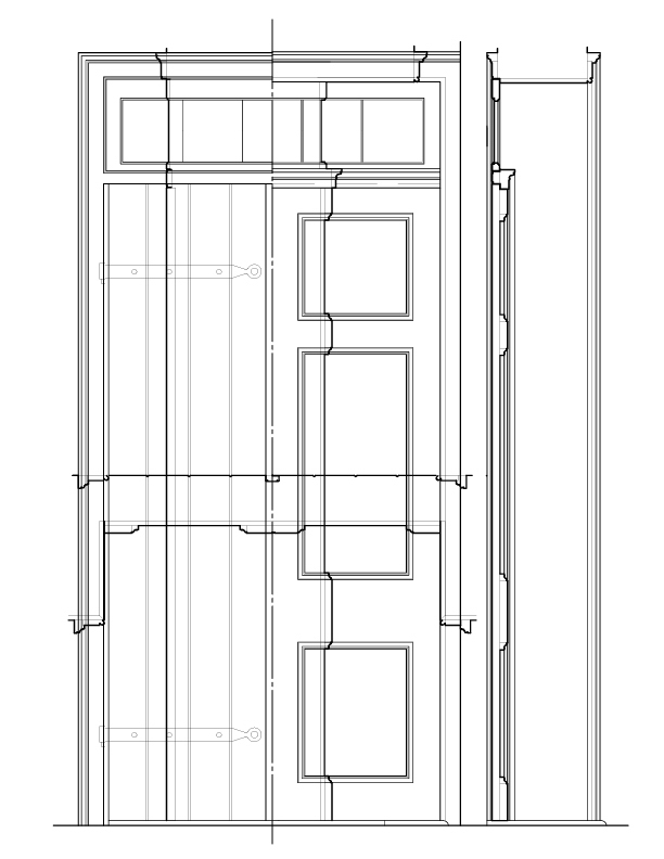 DOOR NO. 206 ELEVATION AND SECTION