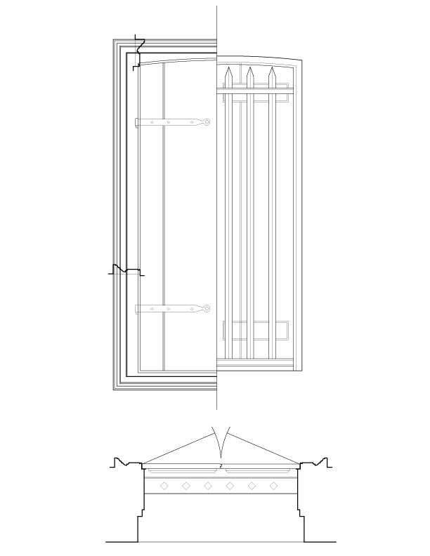 WINDOW NO. 2E ELEVATION AND SECTION