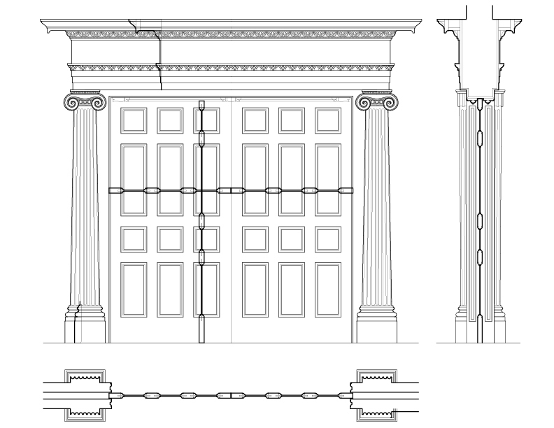 PARLOR TO BALLROOM DOOR ELEVATION AND SECTION