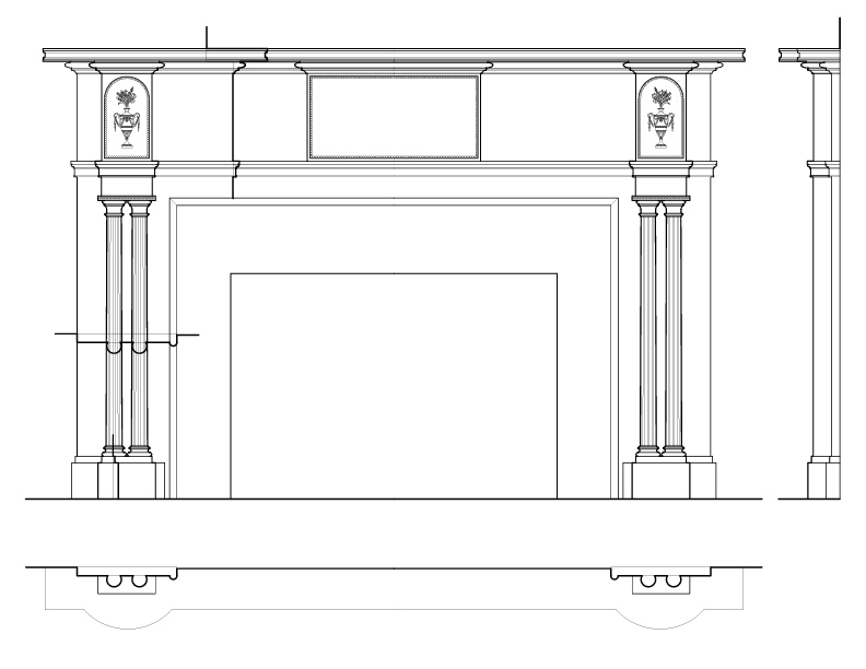 NO. 2 MANTEL ELEVATION AND SECTION