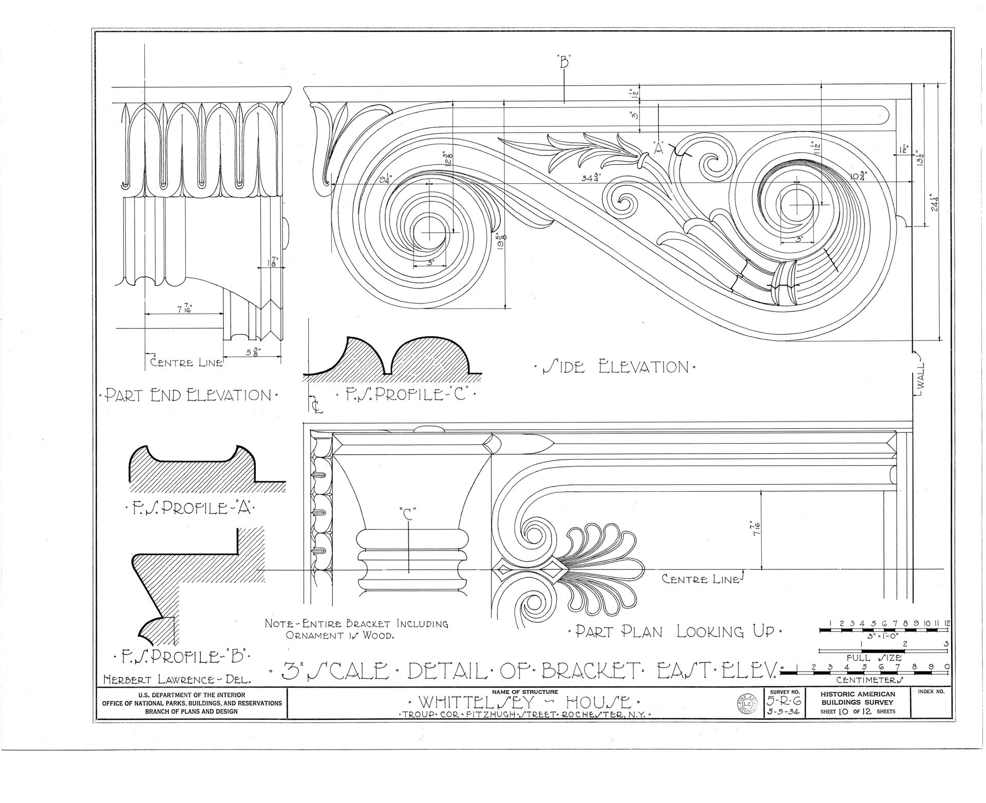 Blueprint of campbell-whittlesey house mantles for the breakfast room, and dining room.