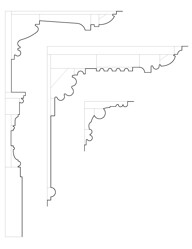 CORNICE IN FIRST AND SECOND FLOOR STAIR HALL