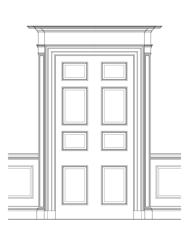 DRAWING AND DINING ROOM DOOR ELEVATION