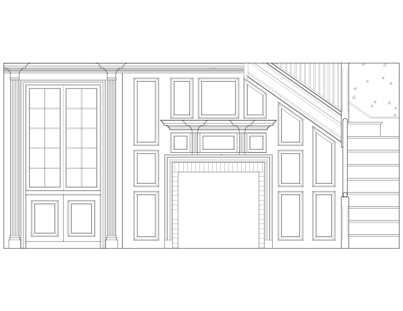 NORTH WALL OF LIVING ROOM ELEVATION