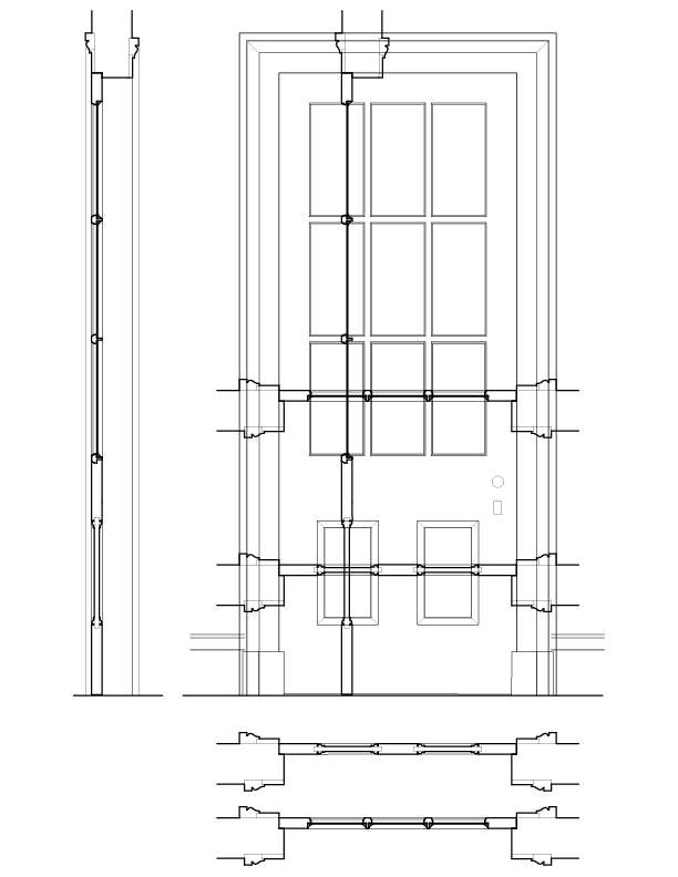 TYPICAL GLASS DOOR ELEVATION AND SECTION