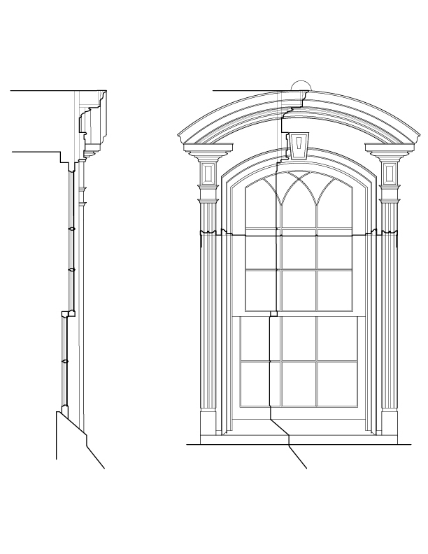 WINDOW NO. 401 ELEVATION AND SECTION