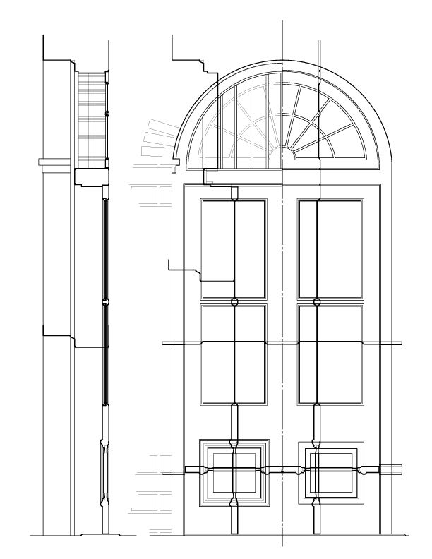 DOOR NO. 101 ELEVATION AND SECTION