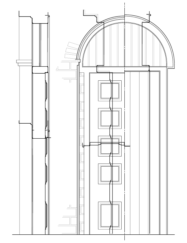 DOOR NO. 101A ELEVATION AND SECTION
