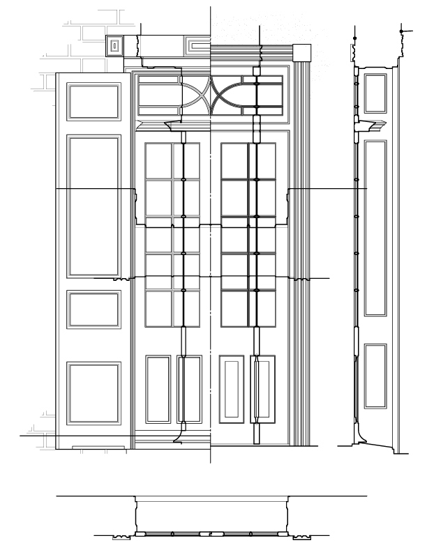 DOOR NO. 201 ELEVATION AND SECTION