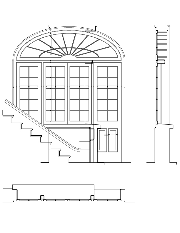 WINDOW NO. 202 ELEVATION AND SECTION