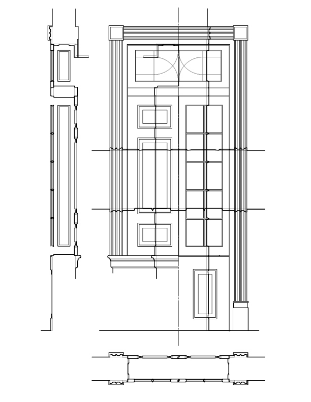 WINDOW NO. 205 ELEVATION AND SECTION