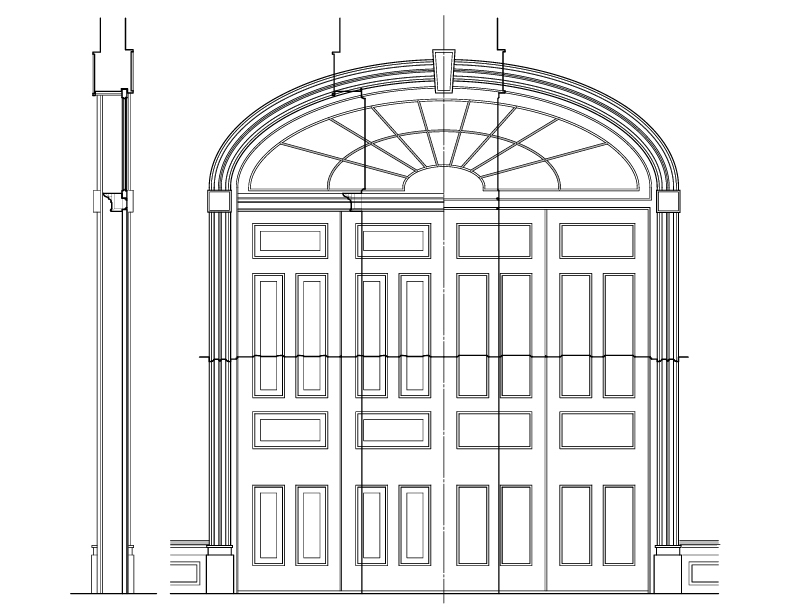 DOOR NO. 206 ELEVATION AND SECTION