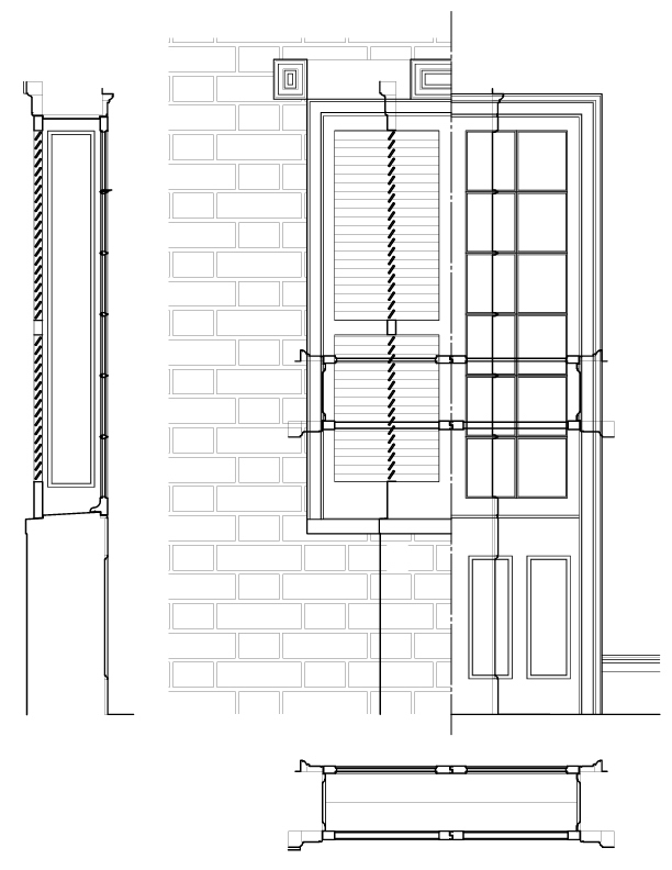 WINDOW NO. 301 ELEVATION AND SECTION