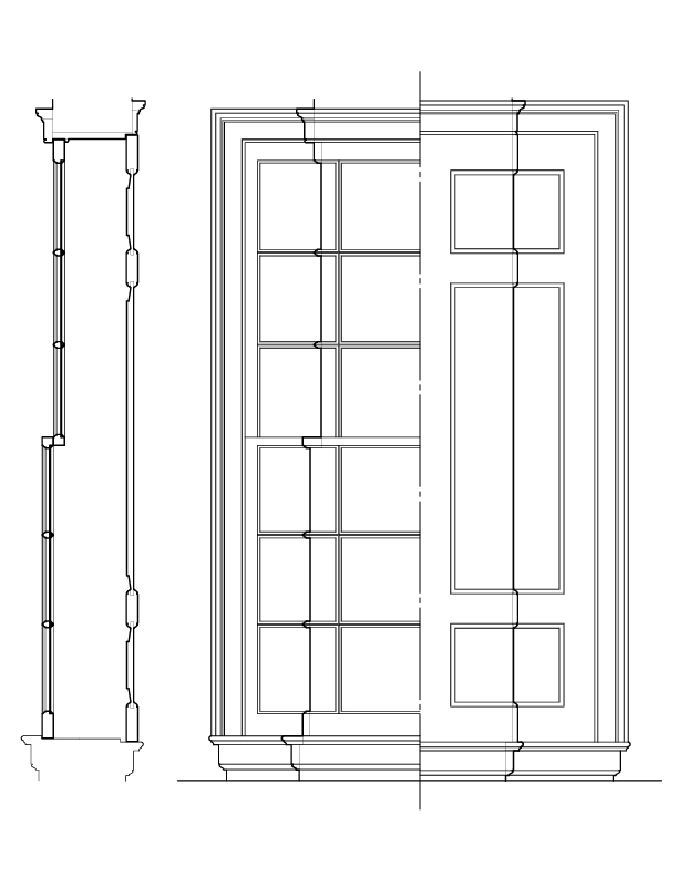 WINDOW NO. 305 ELEVATION AND SECTION