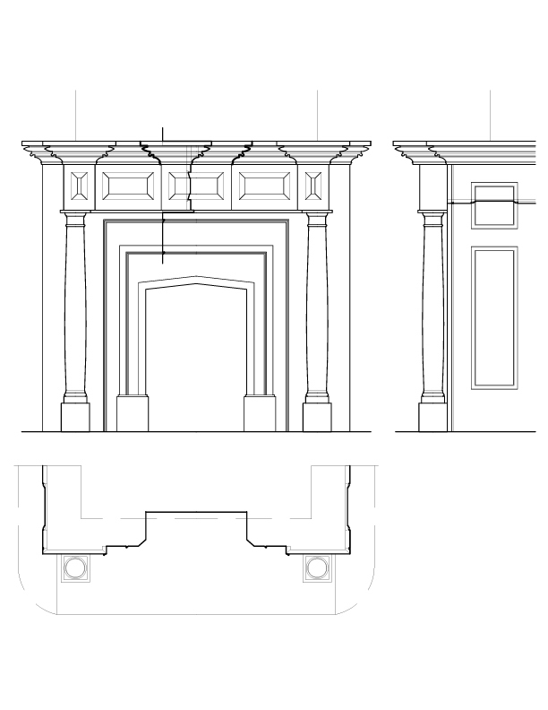 ROOM M MANTEL ELEVATION AND SECTION