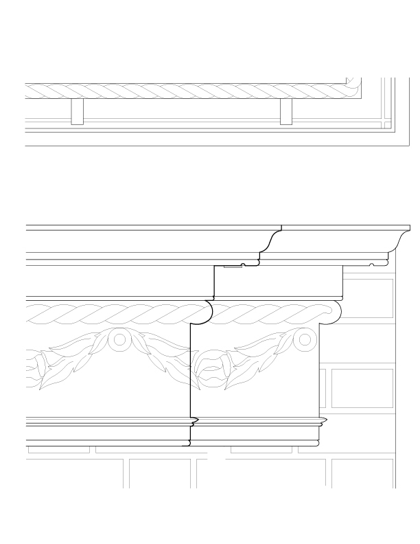 CORNICE ELEVATION AND REFLECTED PLAN