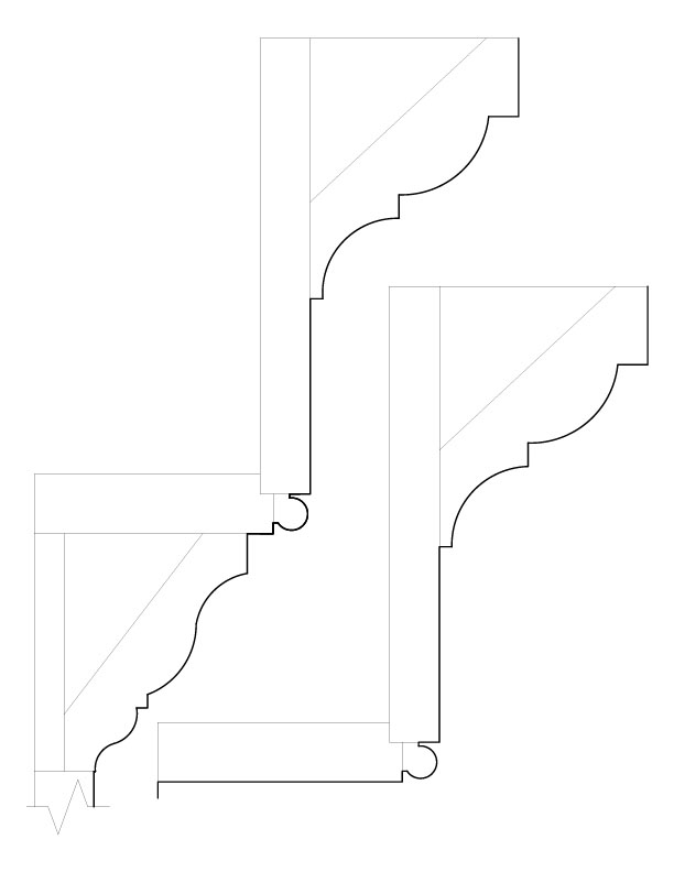 PANELED END EAST WALL MOULDINGS