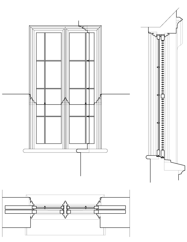 WINDOW B ELEVATION AND SECTION