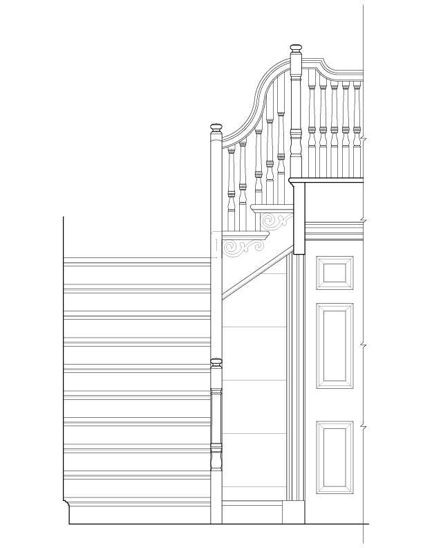 FRONT ELEVATION OF MAIN STAIRCASE