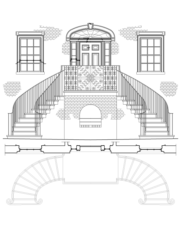 ENTRANCE ELEVATION AND PLAN