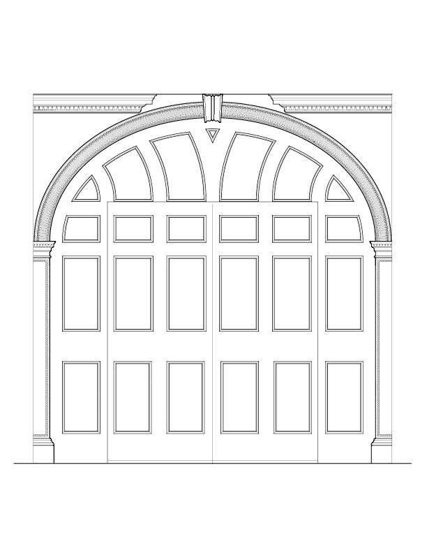 FRONT HALL ARCHWAY WITH PANELED DOORS