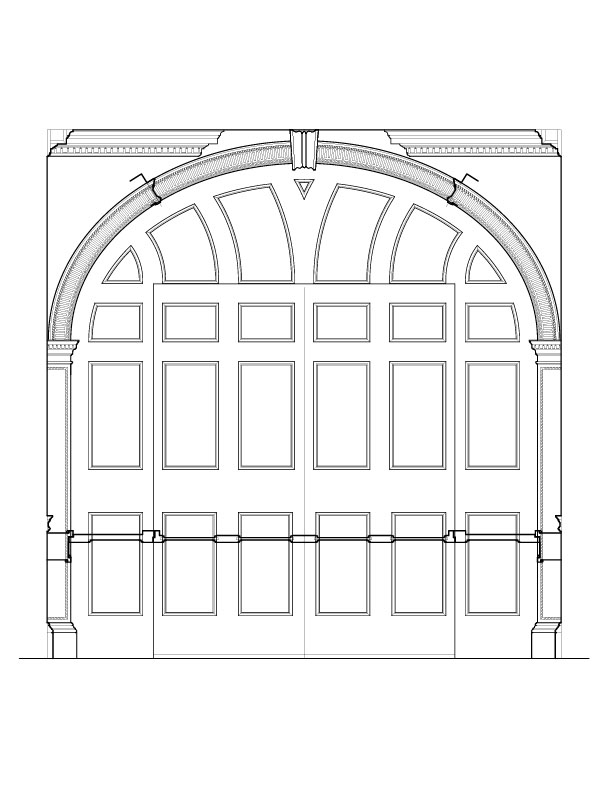 FRONT HALL ARCHWAY WITH PANELED DOORS
