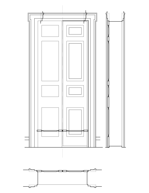 DOOR NO. 105 ELEVATION AND SECTION