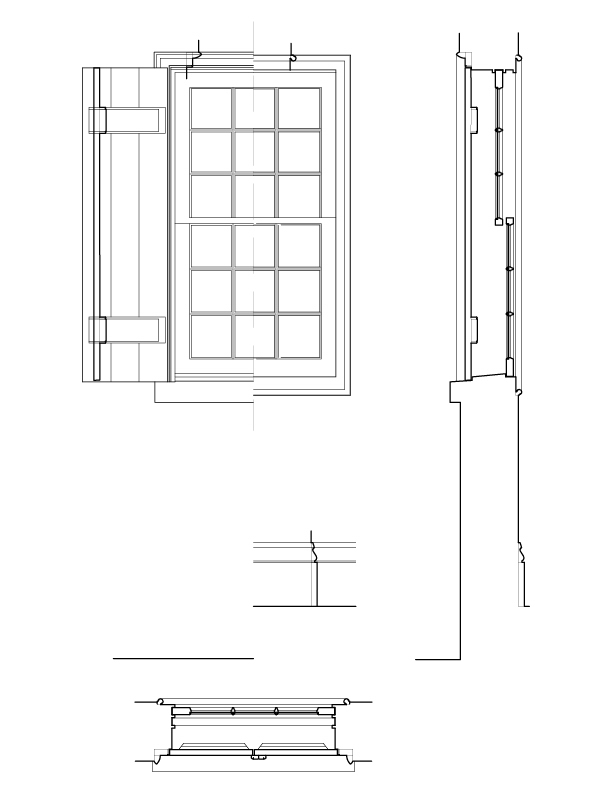 WINDOW NO. 1A & 2B SERVICE BUILDING ELEVATION AND SECTION