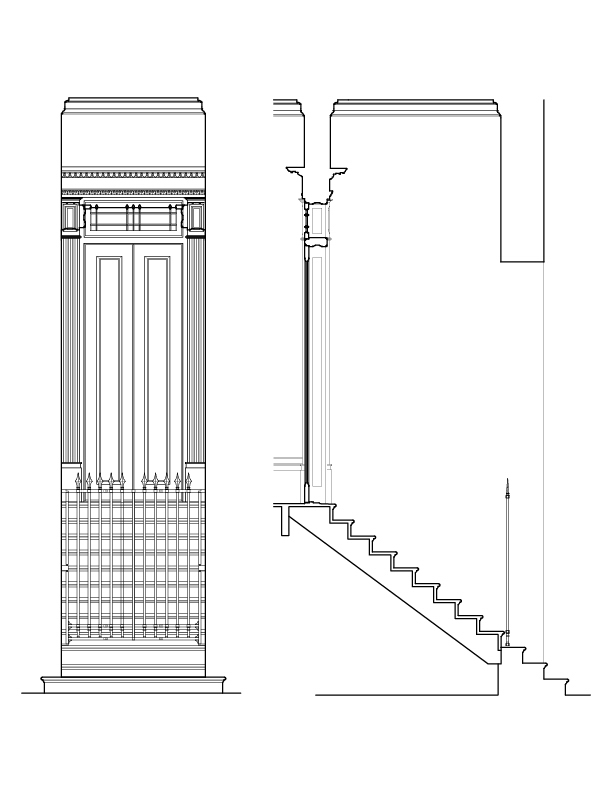 DOOR 101 AND STAIRWAY SECTION