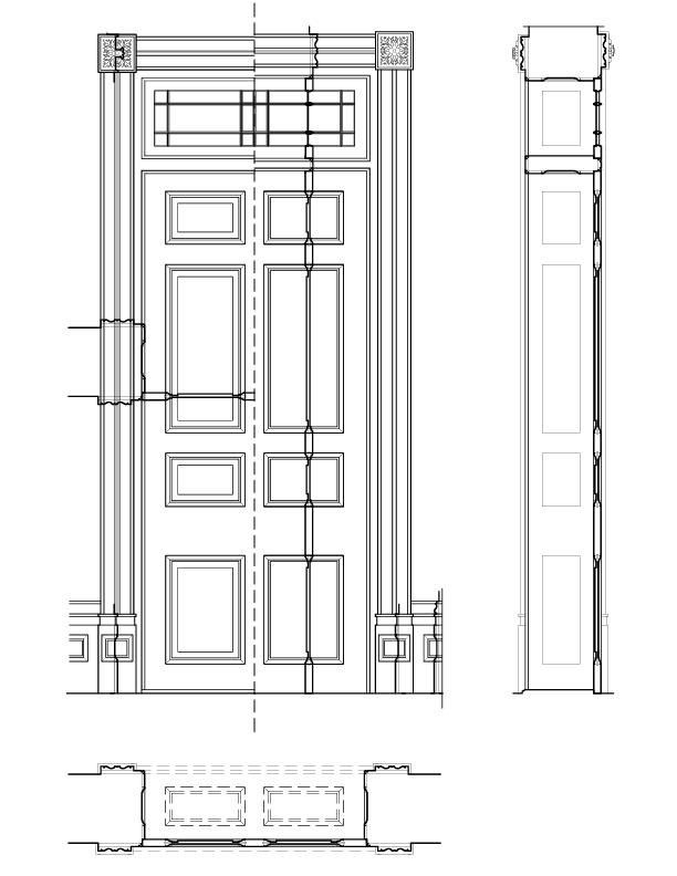 DOOR 102 ELEVATION AND SECTION