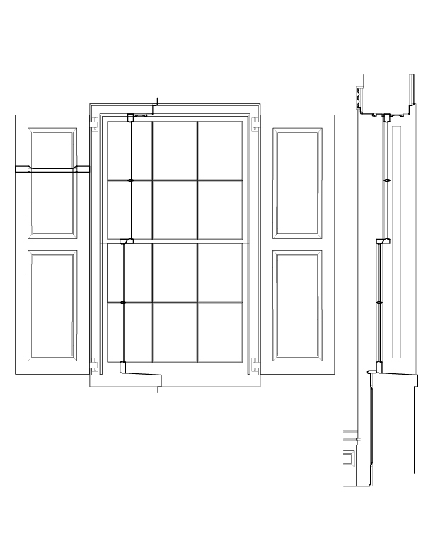 WINDOW 1A EXTERIOR ELEVATION AND SECTION