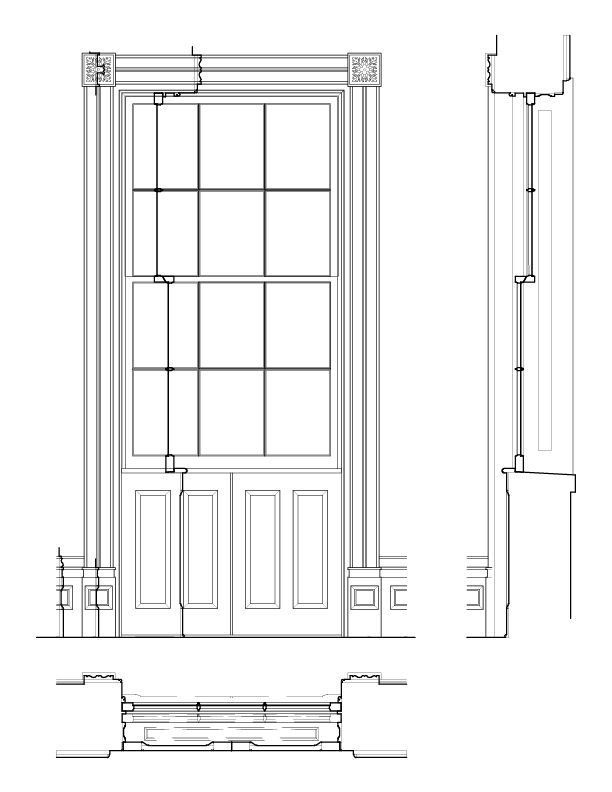 WINDOW 1A INTERIOR ELEVATION AND SECTION