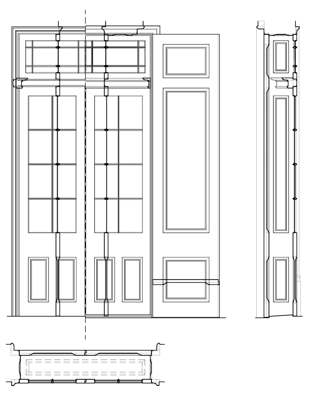 DOOR 201 ELEVATION AND SECTION