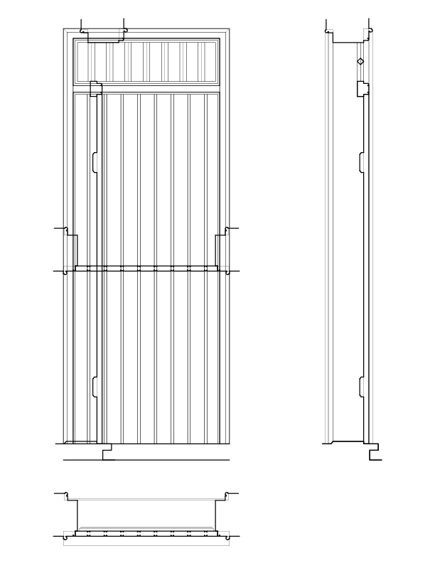 DOOR 207 EXTERIOR ELEVATION AND SECTION