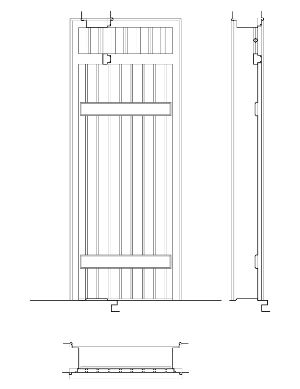 DOOR 207 INTERIOR ELEVATION AND SECTION
