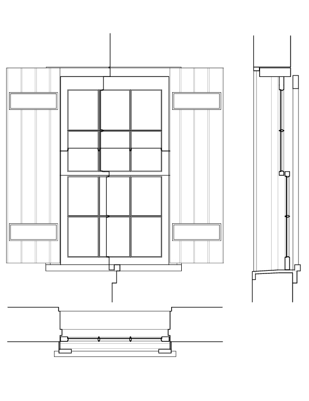 WINDOW 28 ELEVATION AND SECTION