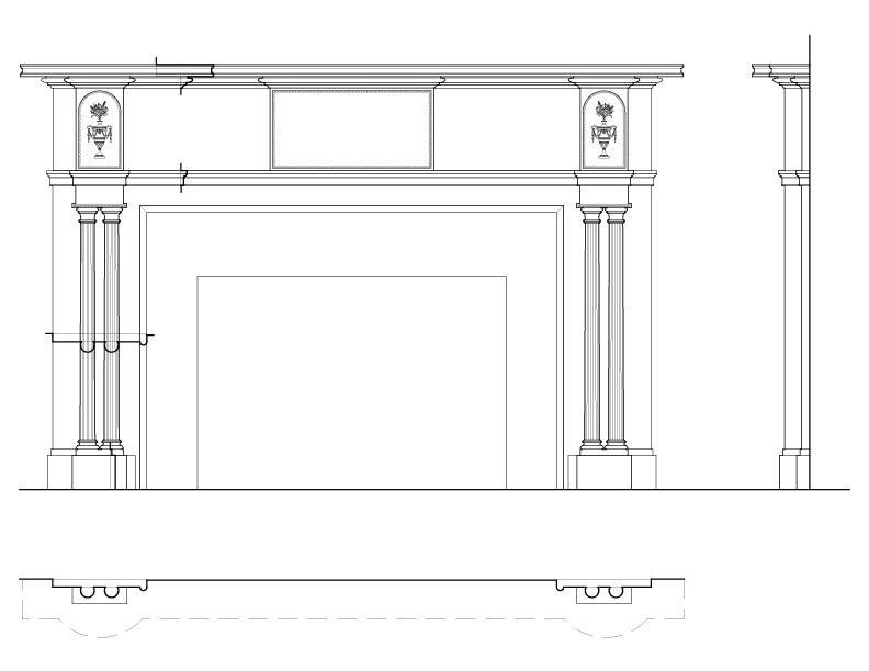 MANTELPIECE ELEVATION AND SECTION FROM BELTZHOOVER HOUSE IN CARLISLE, PA
