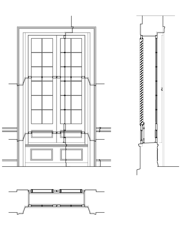 SECOND FLOOR WINDOW A INTERIOR ELEVATION AND SECTION