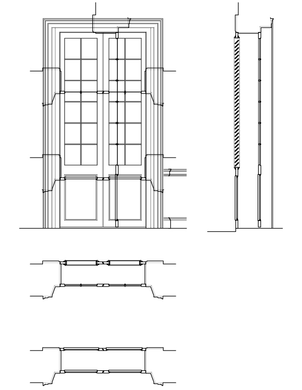 SECOND FLOOR DOOR NO. 1 ELEVATION AND SECTION