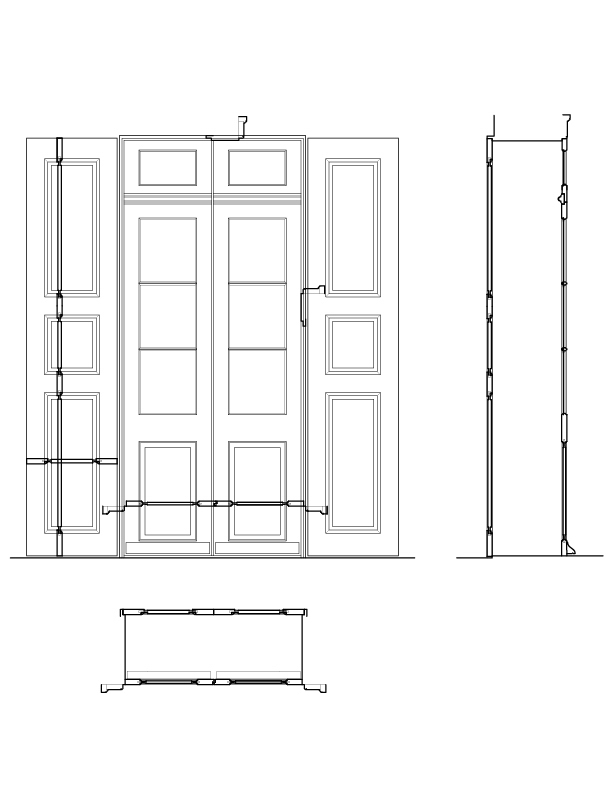 SECOND FLOOR DOOR NO. 3 ELEVATION AND SECTION