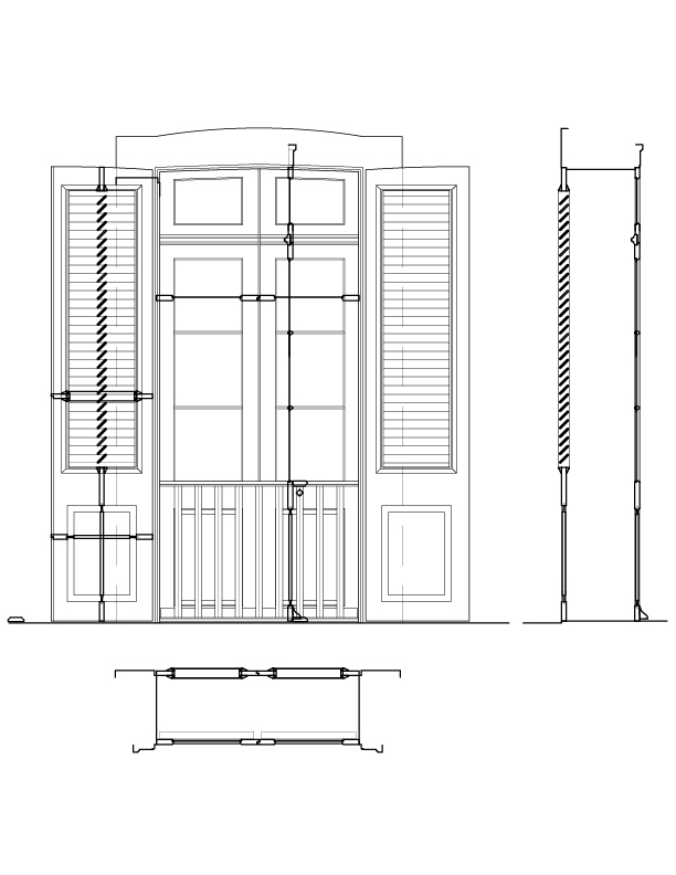 SECOND FLOOR DOOR NO. 2 ELEVATION AND SECTION