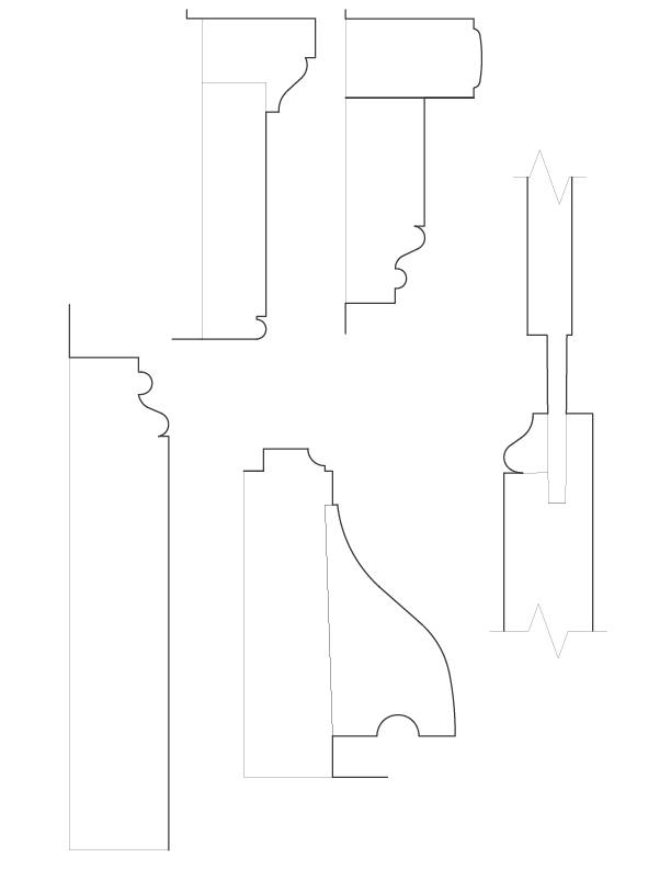 THIRD FLOOR DOOR NO. 2 AND WINDOW A MOULDINGS
