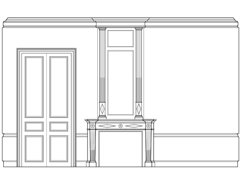 SECOND FLOOR WEST CORNER BEDROOM ELEVATION