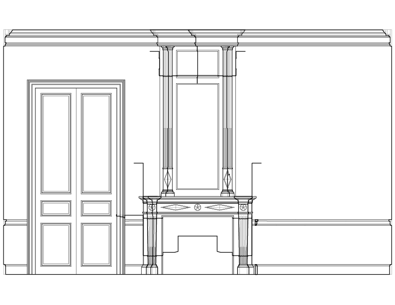 SECOND FLOOR WEST CORNER BEDROOM ELEVATION